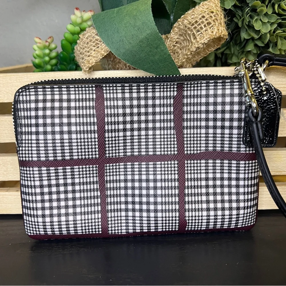 Coach Peyton Glen Plaid Print Wristlet